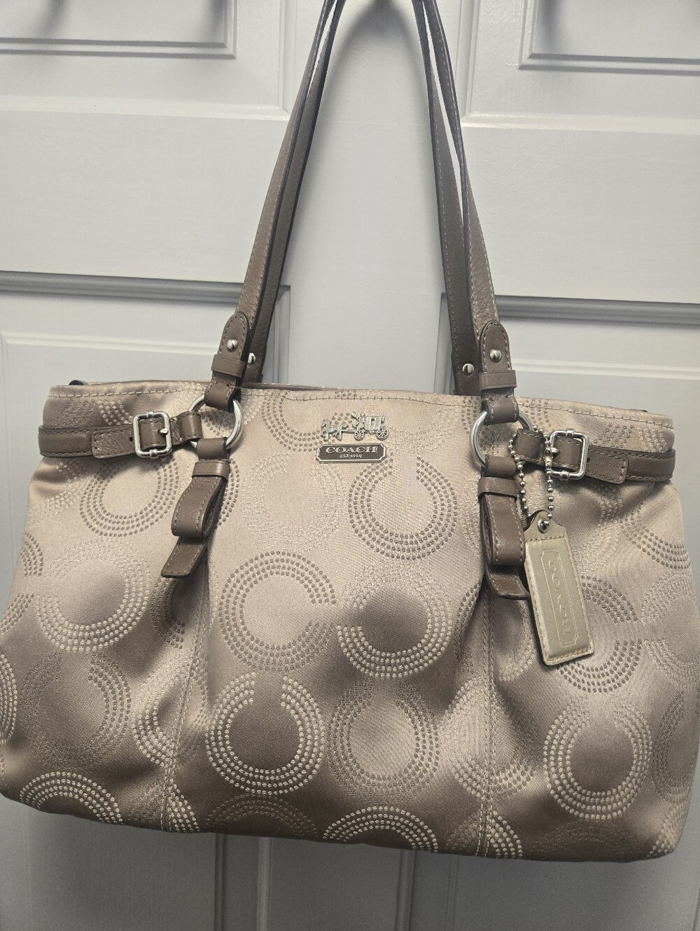 Coach Purse 16366 Gold Dotted Madison Shoulder Bag